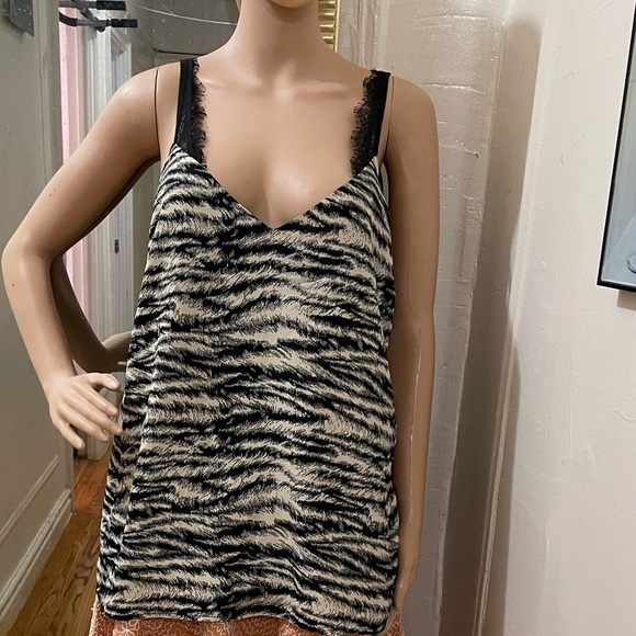 Express Black and Cream Animal Print Lace Cami - Picture 7 of 8